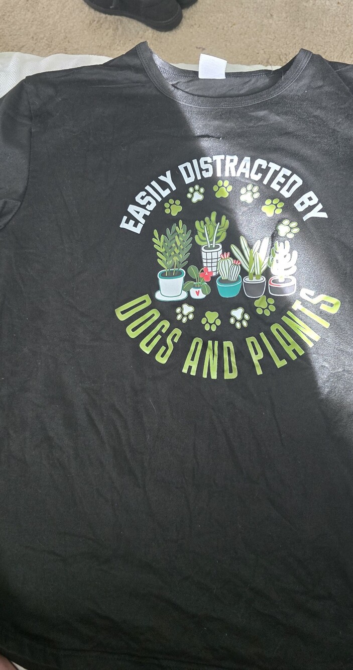 Easily Distracted By Dogs And Plants, Size Medium Tshirt